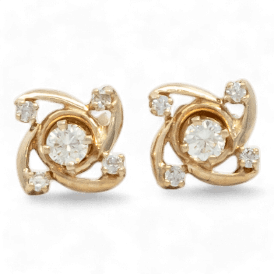  14k Yellow Gold Earrings with 0.18 Carats of Diamonds