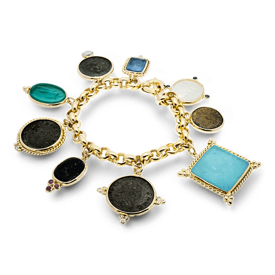 MAZZA Mazza 14k Yellow Gold Venetian Glass Pompei Bracelet