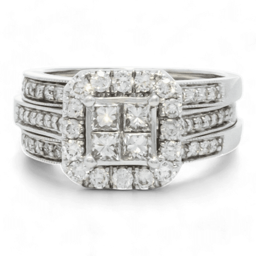  Ring 14k White Gold with 1.82 Carats of Diamonds