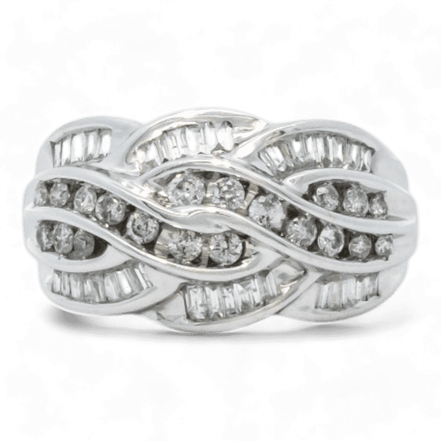  10k White Gold Ring with 0.76 Total Carats of Diamonds Size 8.5