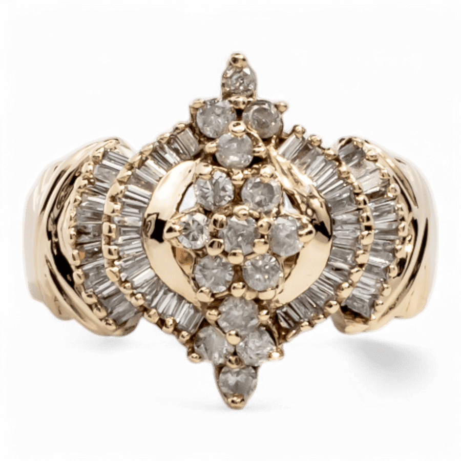  14k Yellow Gold Ring with 0.96 Carats of Diamonds