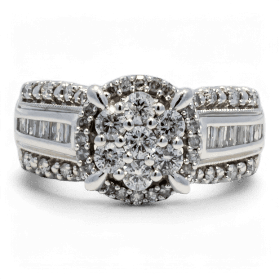  10k White Gold Ring with1.38 Total Carats of Diamonds Size 6.5