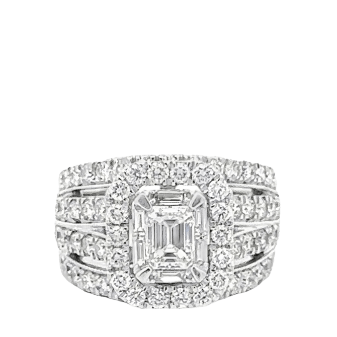  RING 14K WHITE GOLD 80 DIAMONDS