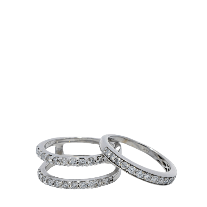  Bridal Ring Set 14k White Gold 36 Diamonds