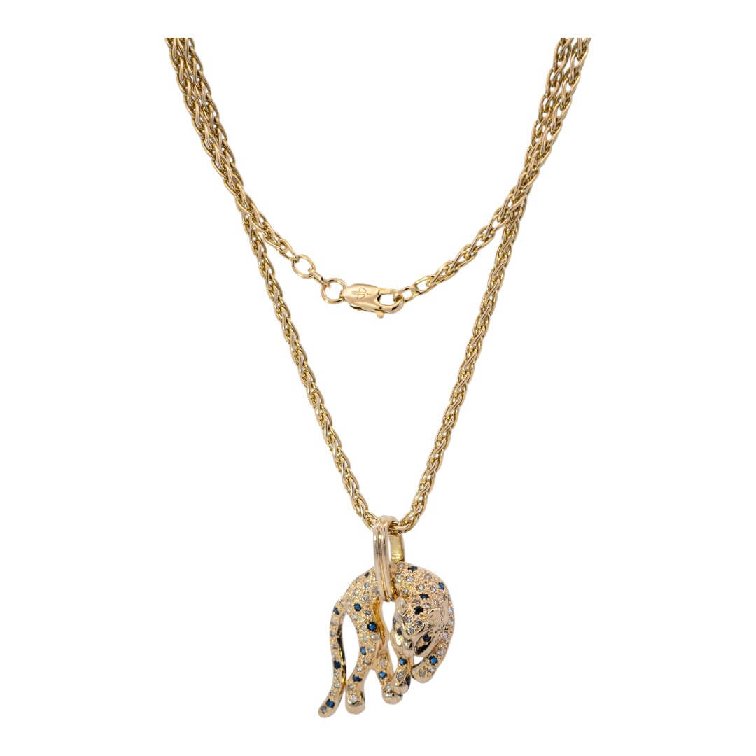 Picture of  Necklace 14k Yellow Gold Synthetic Sapphire & 57 Diamonds