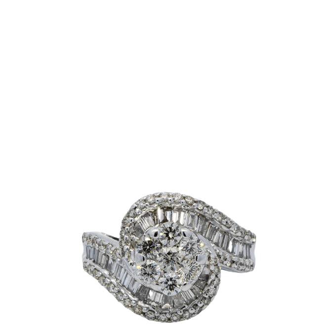  Ring 14k White Gold 87 Diamonds