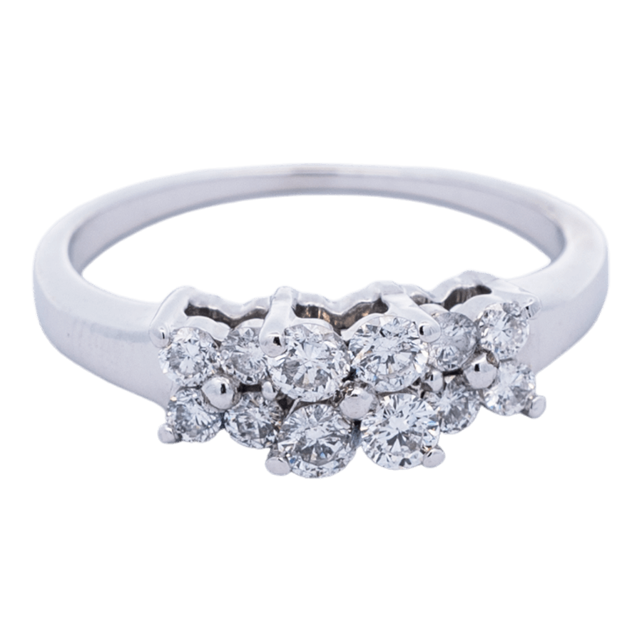  Ring 14k White Gold 12 Diamonds