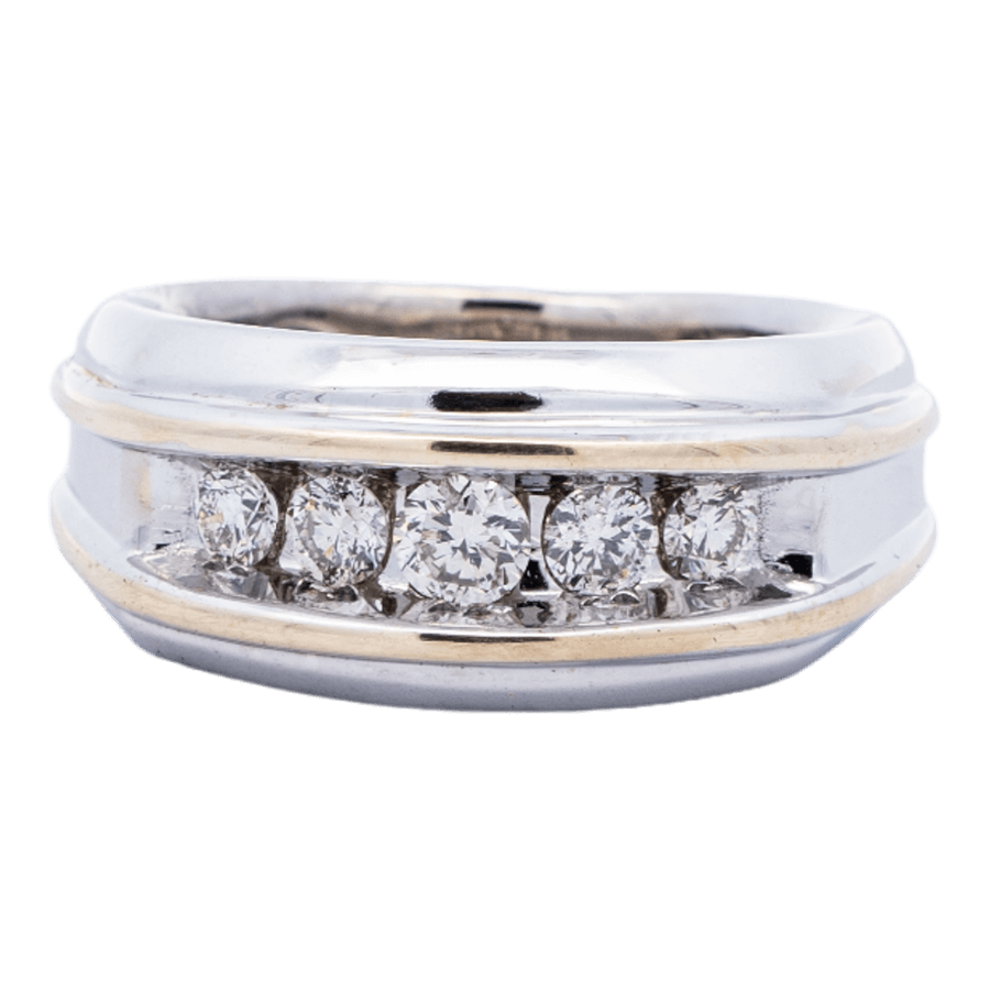  Ring 10k White Gold 5 Diamonds