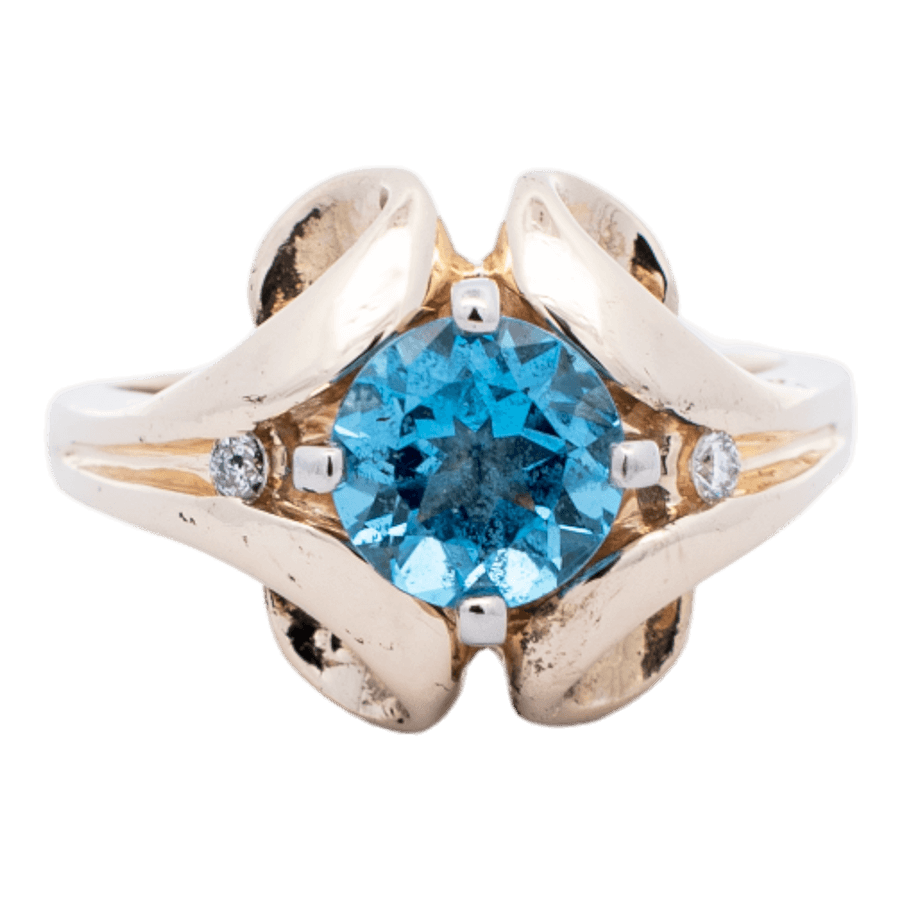  Ring 14k Yellow Gold 2 Diamonds