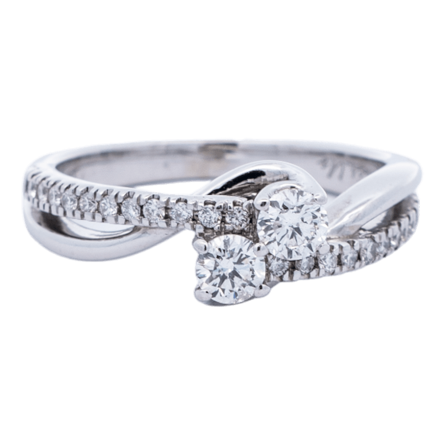  Ring 14k White Gold 24 Diamonds