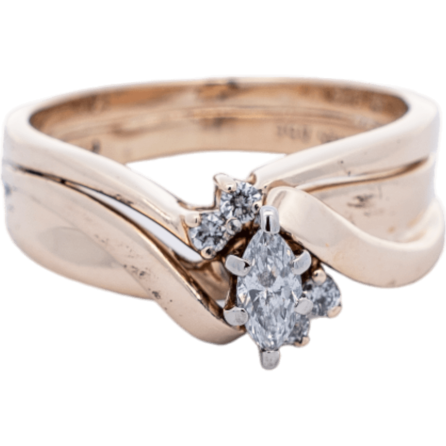  Ring 14k Yellow Gold 5 Diamonds