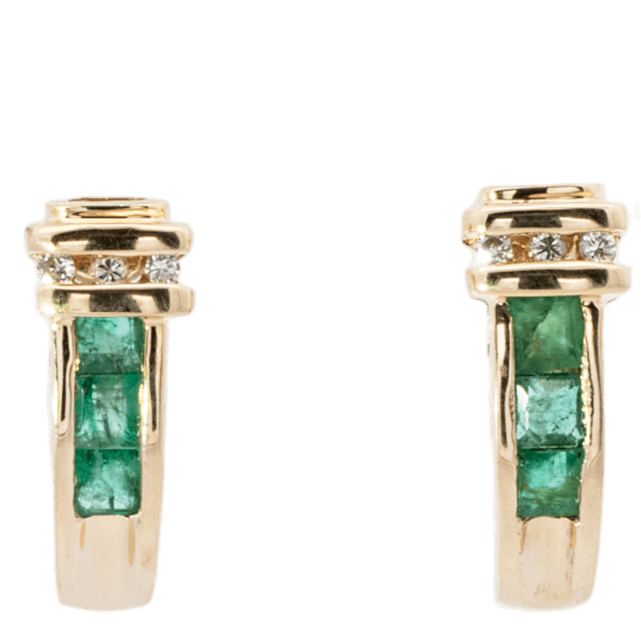  Earrings 14k Yellow Gold 6 Diamonds
