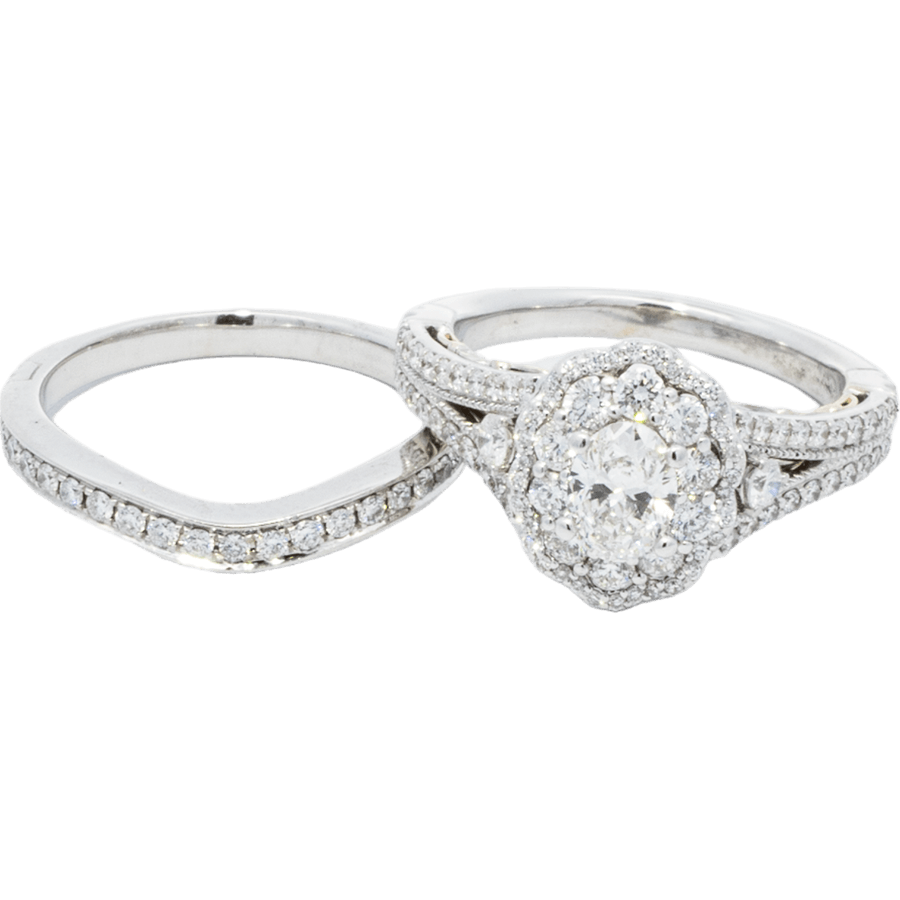  Ring 14k White Gold 105 Diamonds