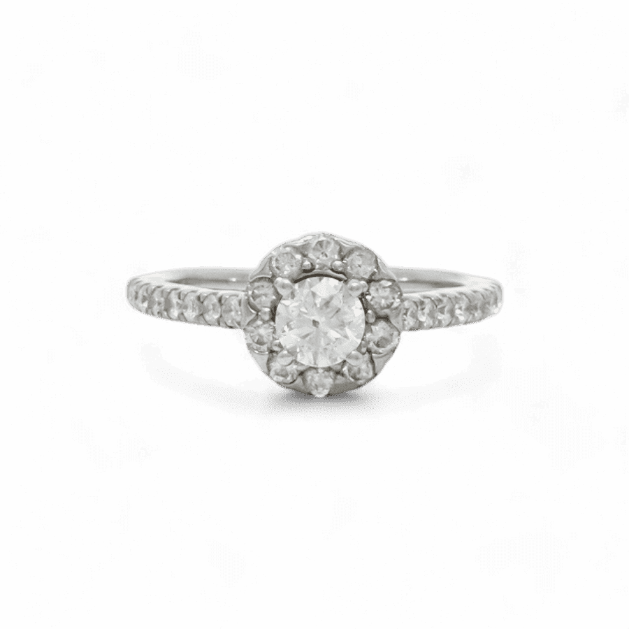  Ring 14K White Gold With 0.94 Carats Of Diamonds