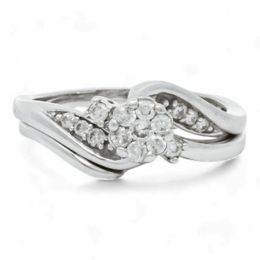  10k White Gold Ring with 0.38 Carats of Diamonds