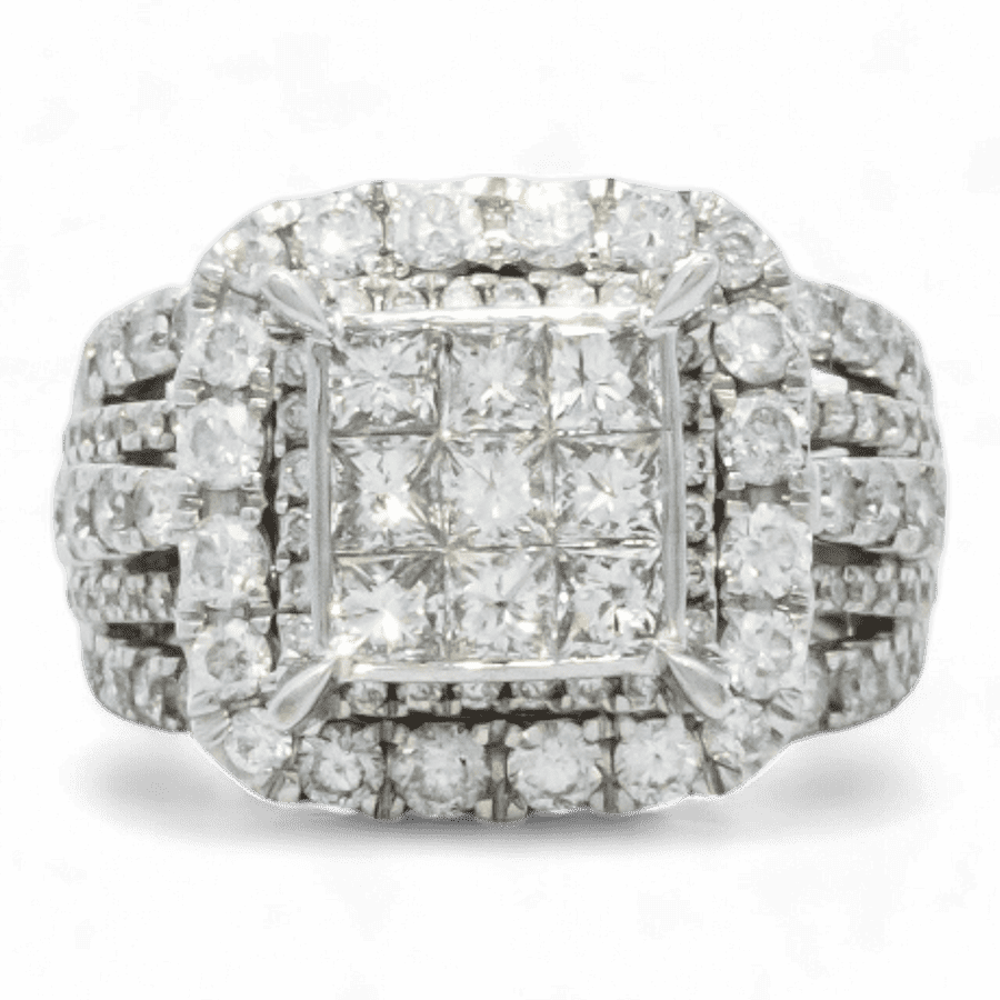  14k White Gold Ring with 3.58 Carats of Diamonds