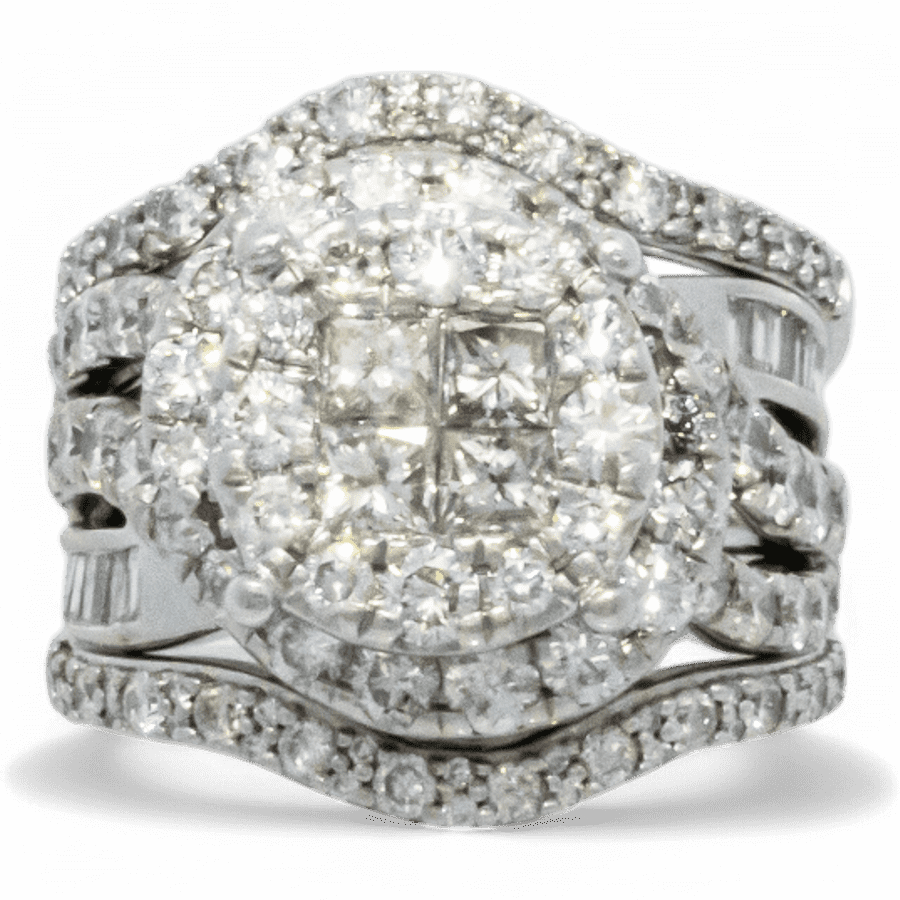  14k Yellow Gold Ring with 3.92 Carats of Diamonds