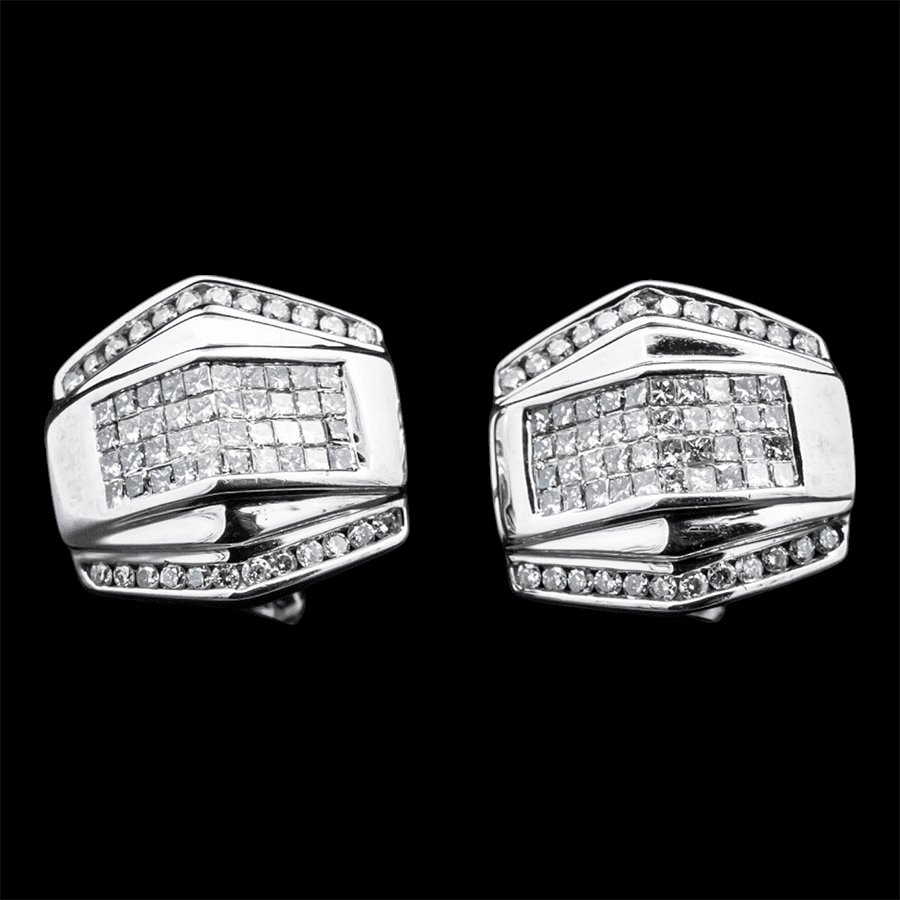  14k White Gold Earrings with 2.56 Carats of Diamonds