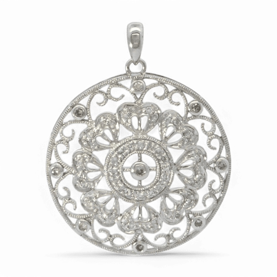  14k White Gold Pendant with 0.52 Carats of Diamonds