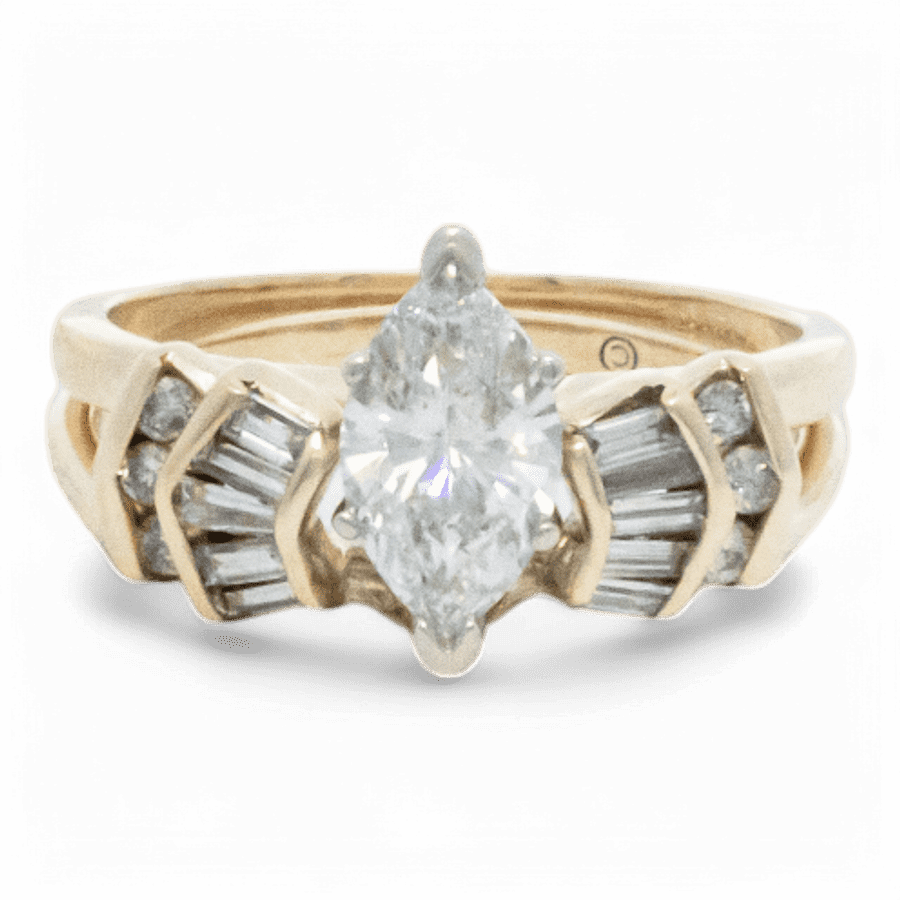 14k Yellow Gold Ring with 1.34 Carats of Diamonds