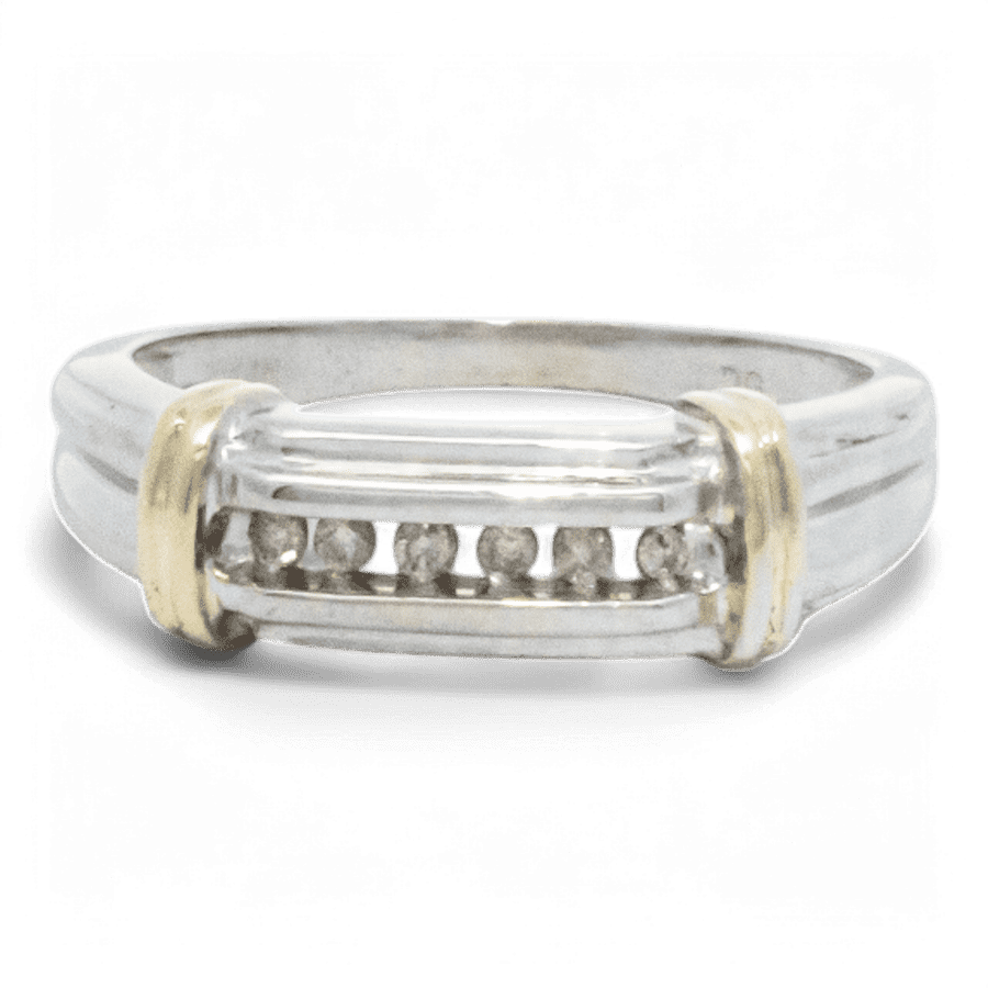 DAVID YURMAN David Yurman Sterling Silver Rose Gold Ring with 0.12 Carats of Diamonds
