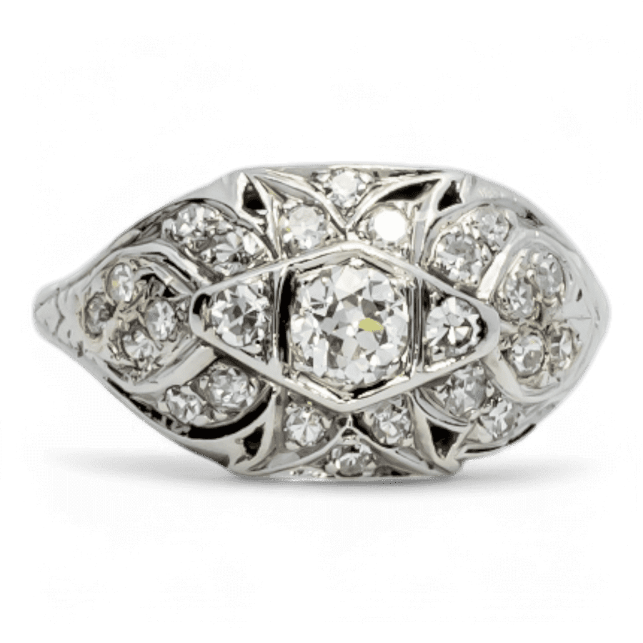  14k White Gold Ring with 0.97 Carats of Diamonds