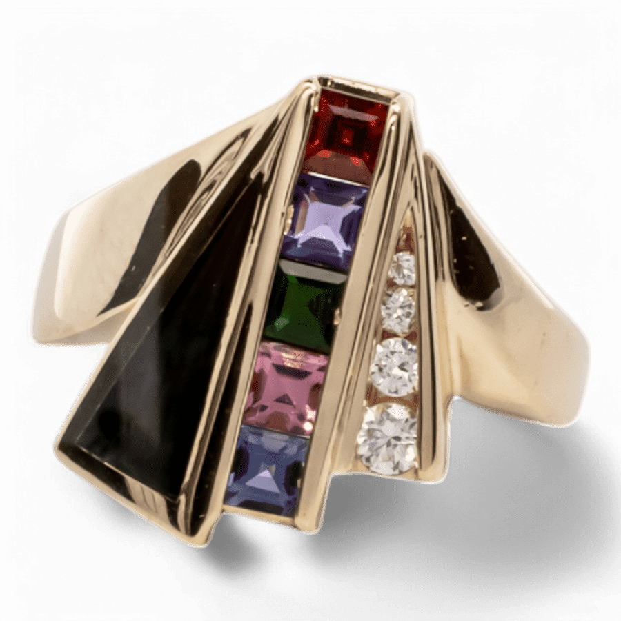  14k Yellow Gold Ring with 0.06 Carats of Diamonds