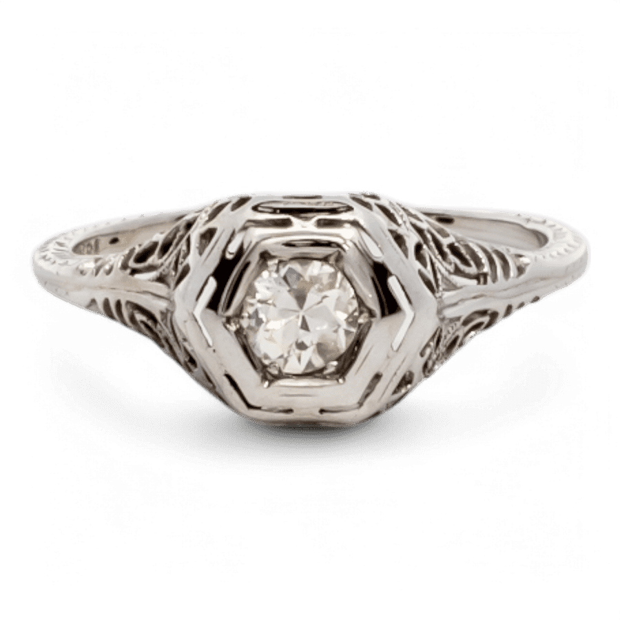  14k White Gold Ring with 0.20 Carats of Diamonds