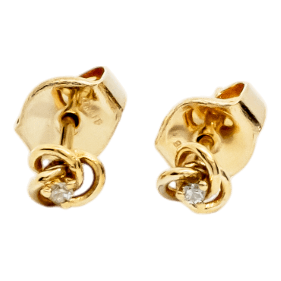  14k Yellow Gold Earrings with 0.02 Carats of Diamonds