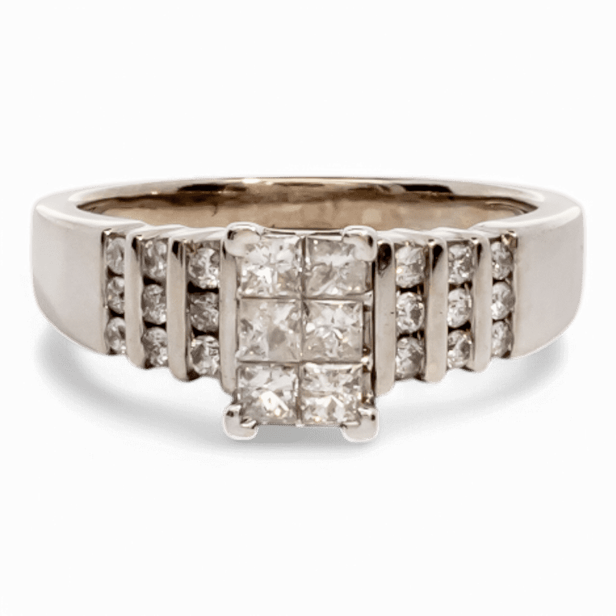  10k White Gold Ring with 0.66 Carats of Diamonds