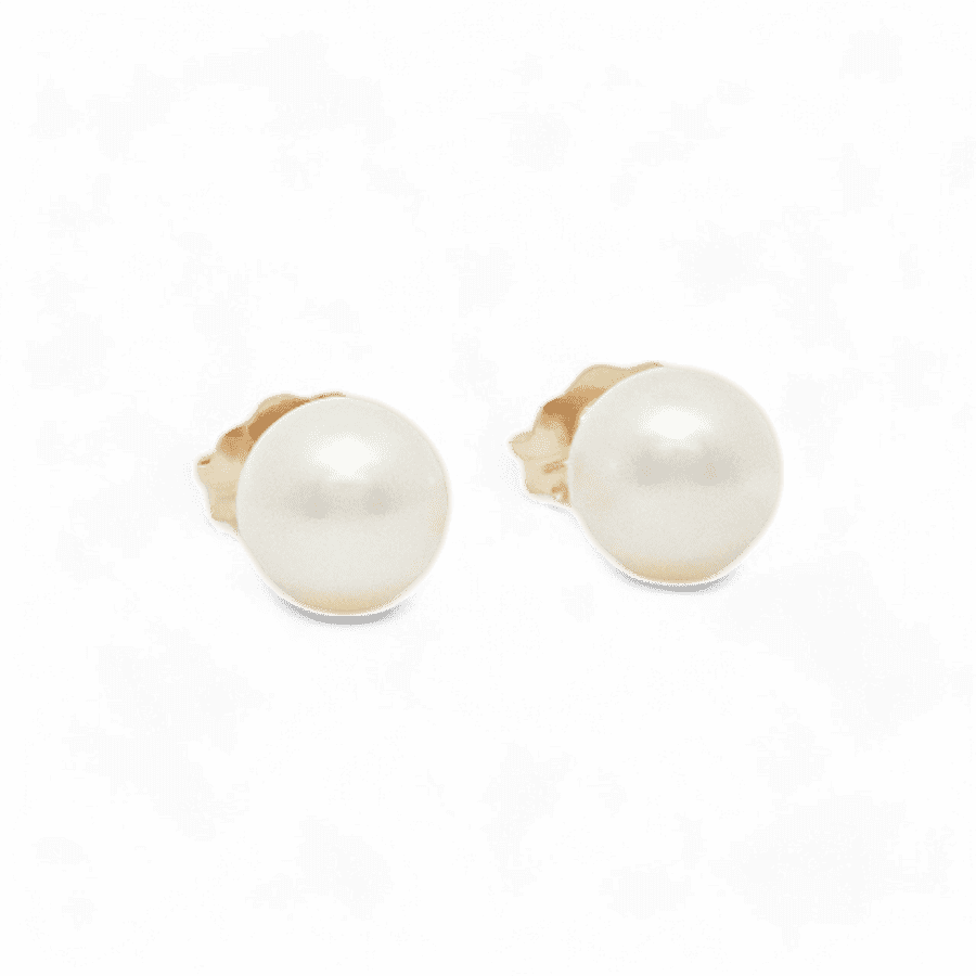  SYN PEARL EARRINGS 10KYG 0.4DWT