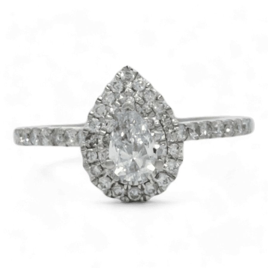  Ring 10k White Gold with 0.85 Carats of Diamonds