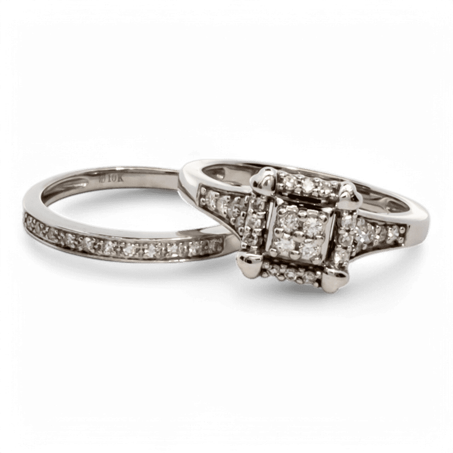  10k White Gold Ring with 0.37 Carats of Diamonds