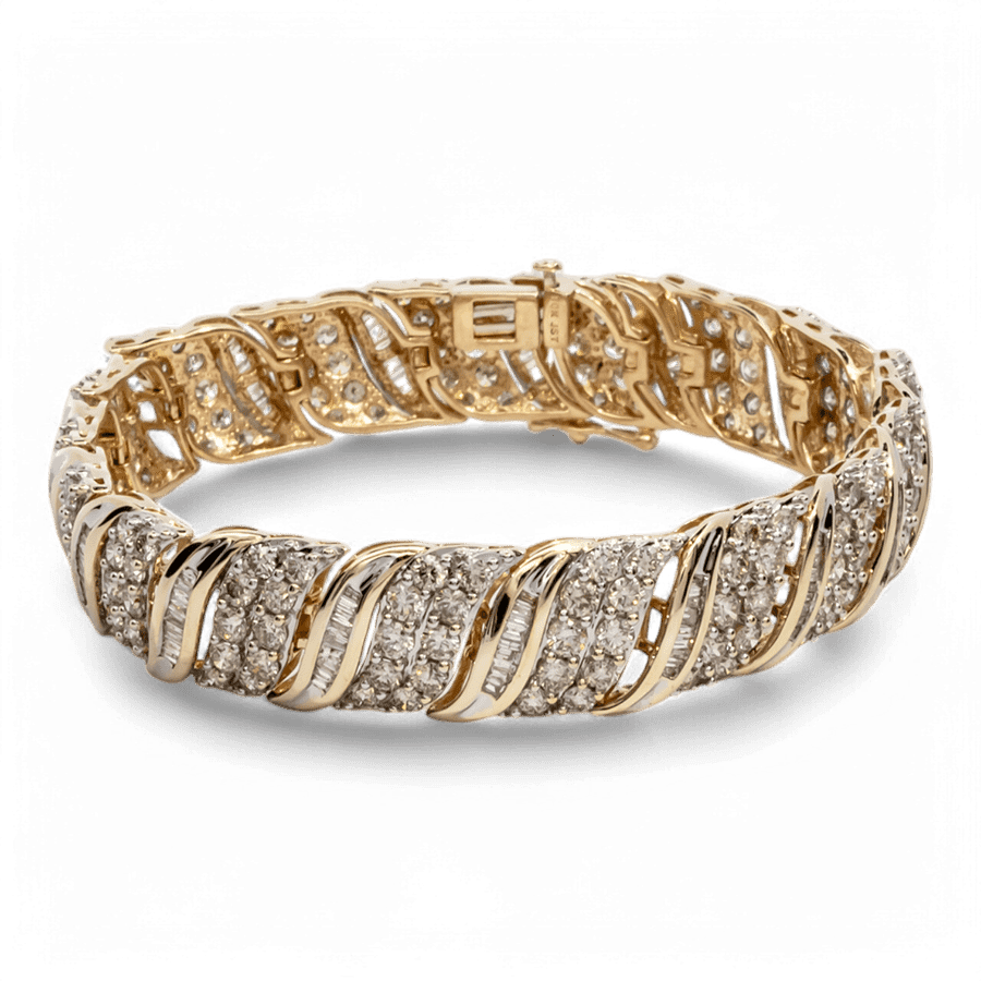  10k Yellow Gold Bracelet with 9.86 Carats of Diamonds