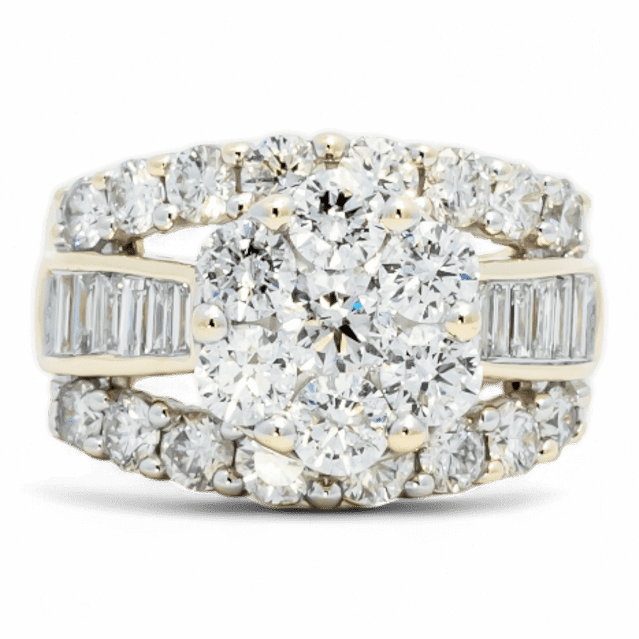  14k Yellow Gold Ring with 3.74 Carats of Diamonds