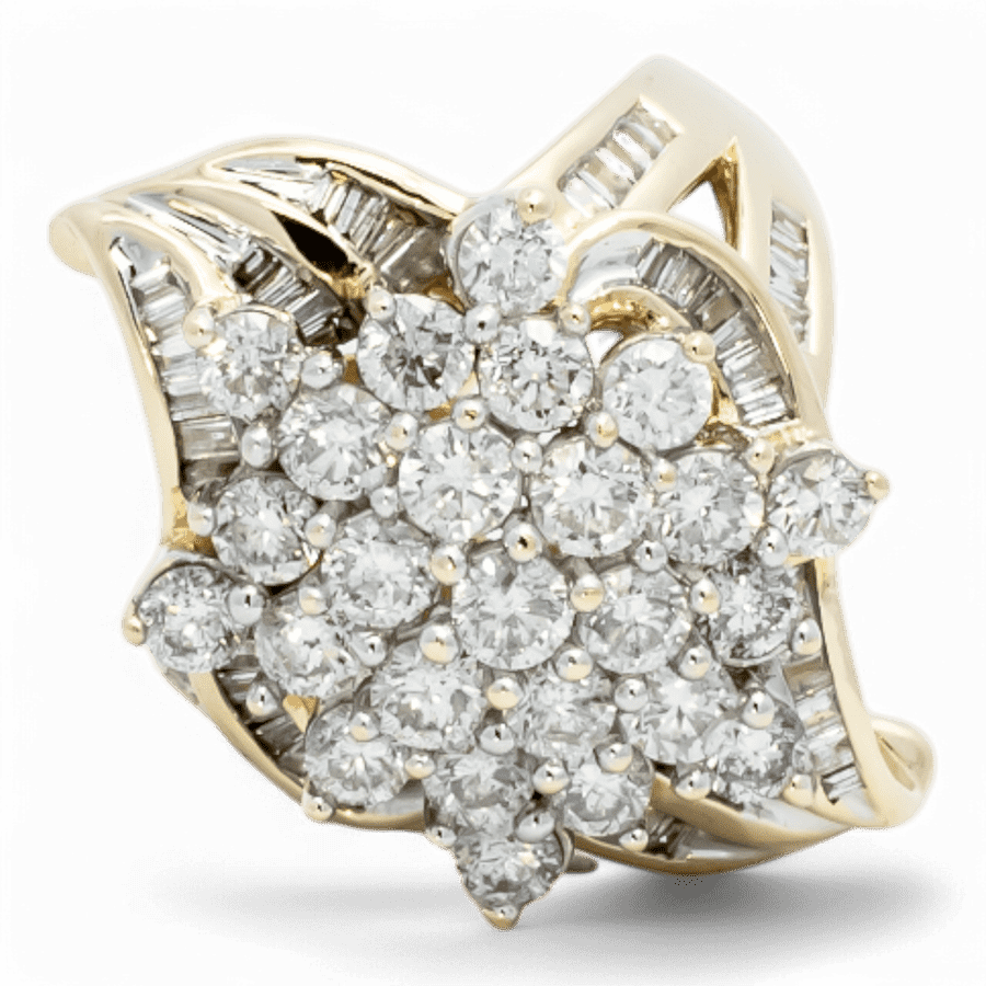  14k Yellow Gold Ring with 3.12 Carats of Diamonds