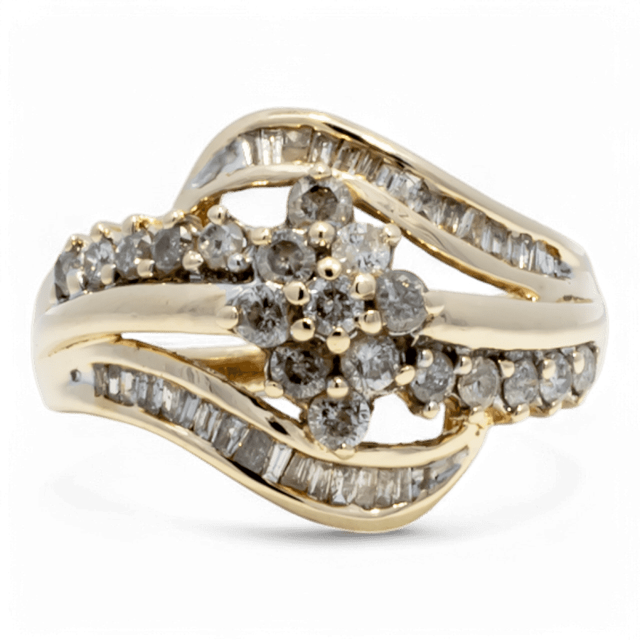  10k Yellow Gold Ring with 0.87 Total Carats of Diamonds 