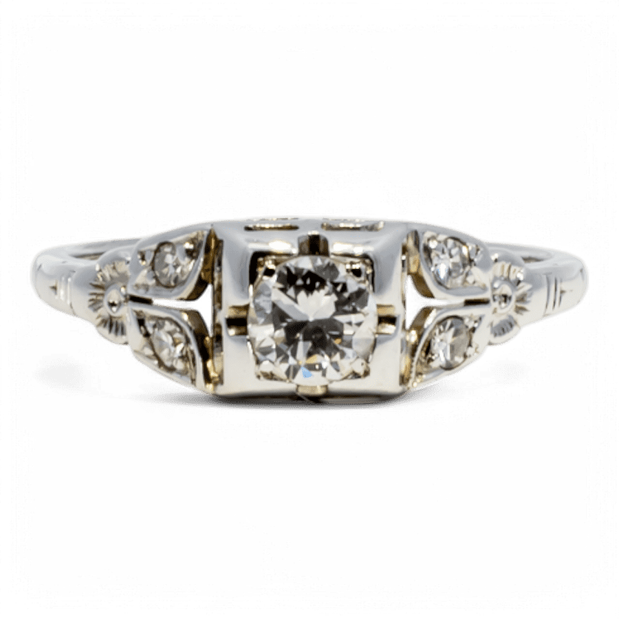  18k White Gold Ring with 0.29 Total Carats of Diamonds 