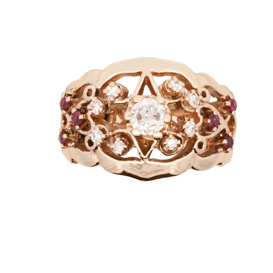  RUBY LDS RG 9DIAS .49CTW 14KYG 4