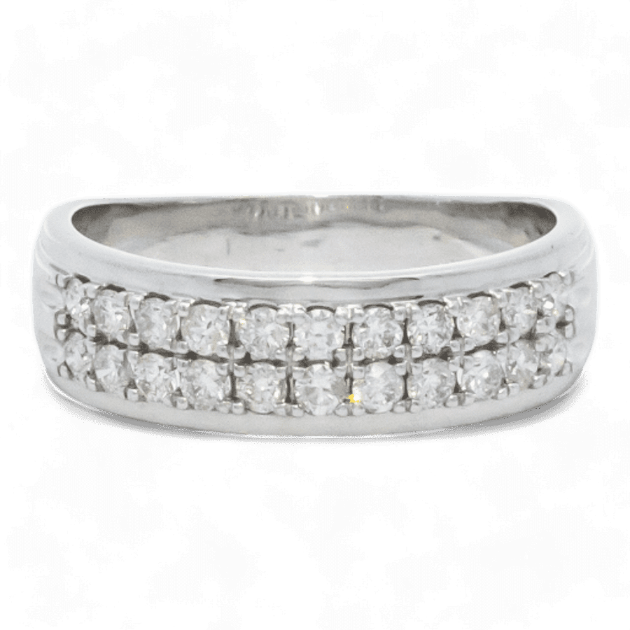  Sterling Silver White Gold Ring with 0.88 Carats of Diamonds