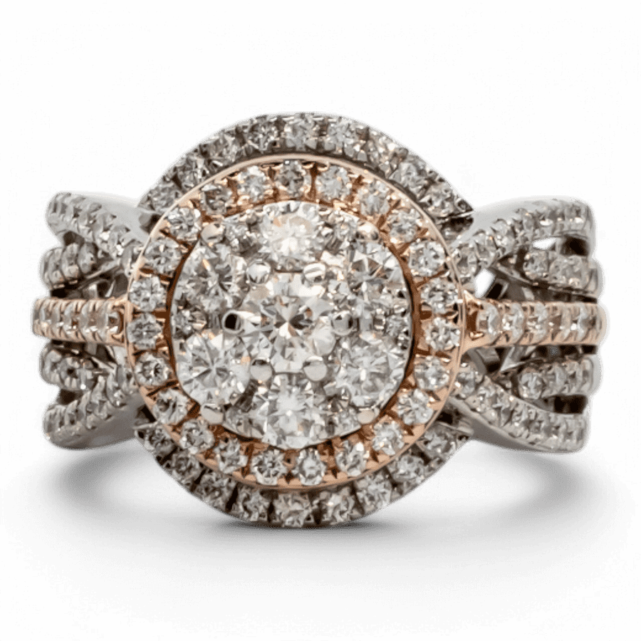  14k Yellow Gold Ring with 1.54 Carats of Diamonds