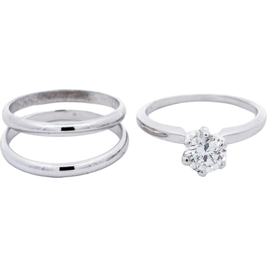  Ring 10k White Gold 1 Diamonds