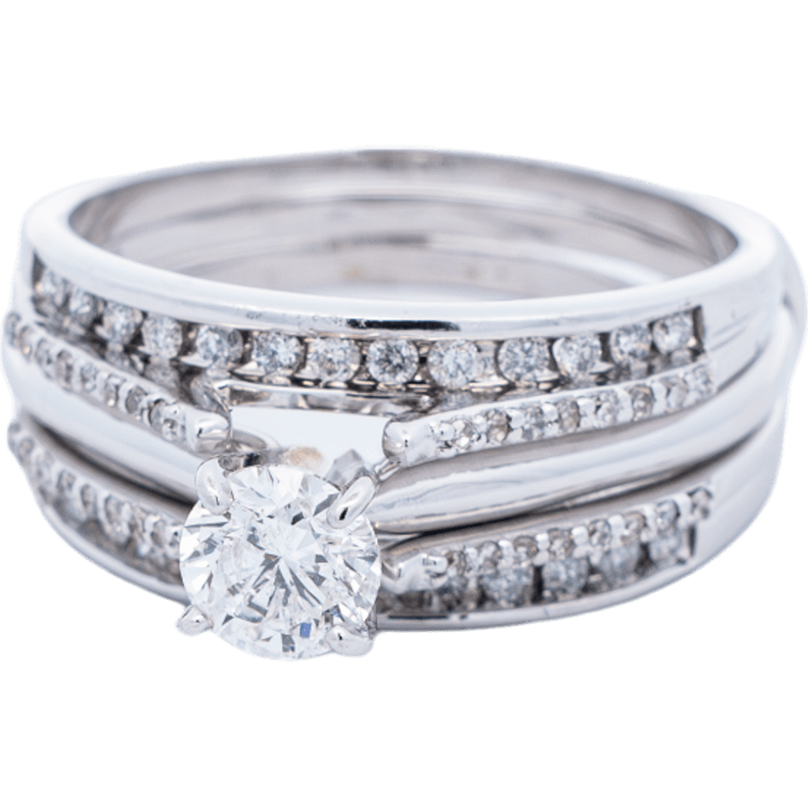  Ring 14k White Gold 24 Diamonds