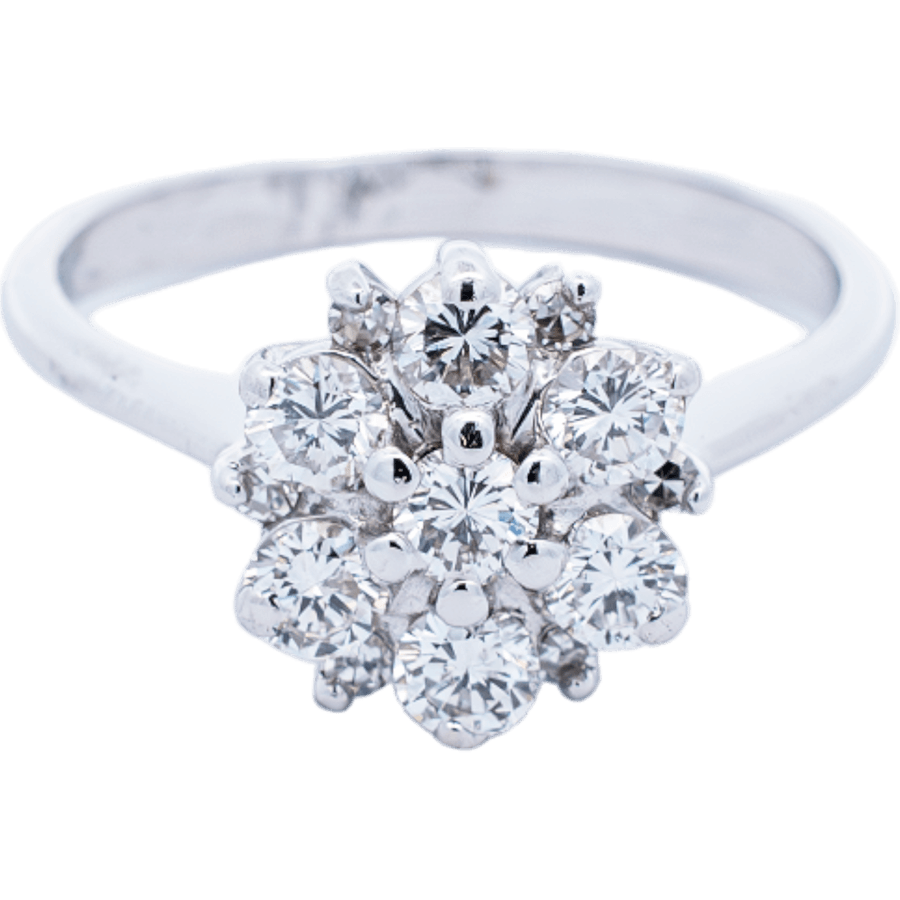  Ring 14k White Gold 7 Diamonds