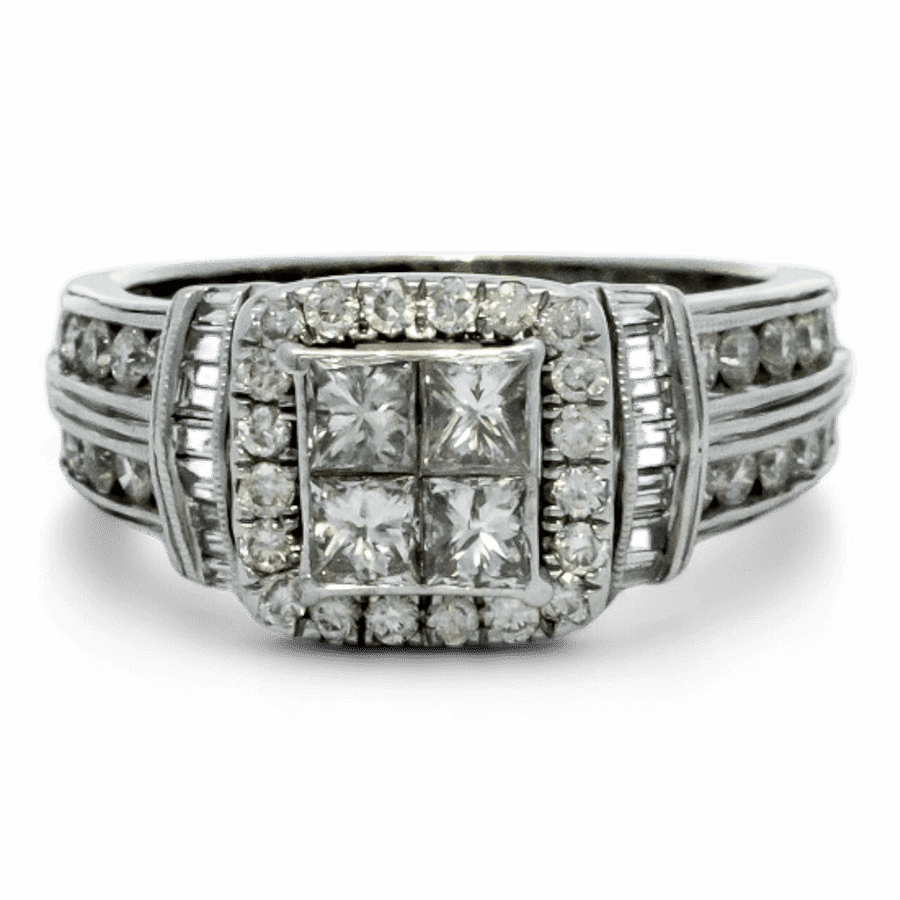  10k White Gold Ring with 1.08 Carats of Diamonds