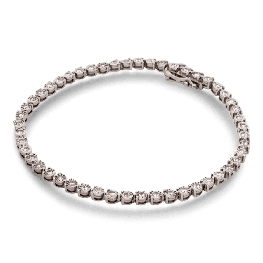  14k White Gold Bracelet with 0.15 Carats of Diamonds