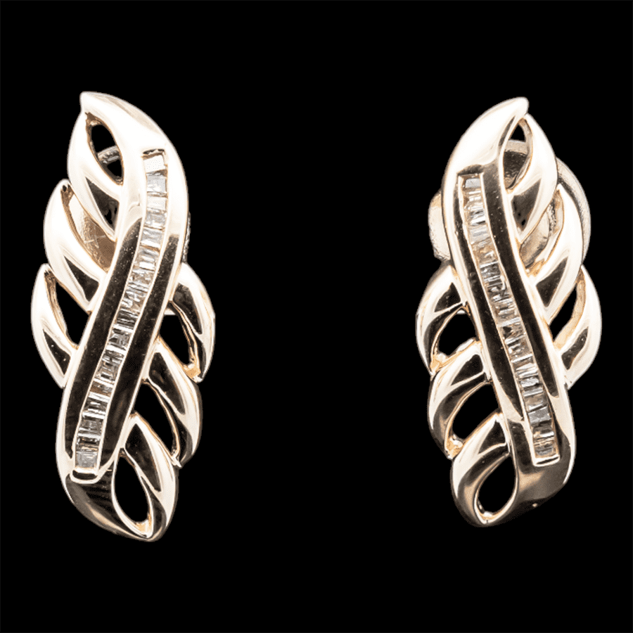  14k Yellow Gold Earrings with 0.32 Carats of Diamonds