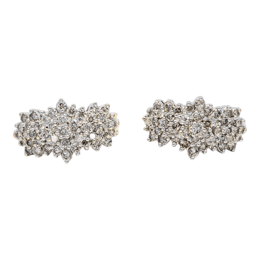 14k Yellow Gold Earrings with 0.88 Total Carats of Diamonds 