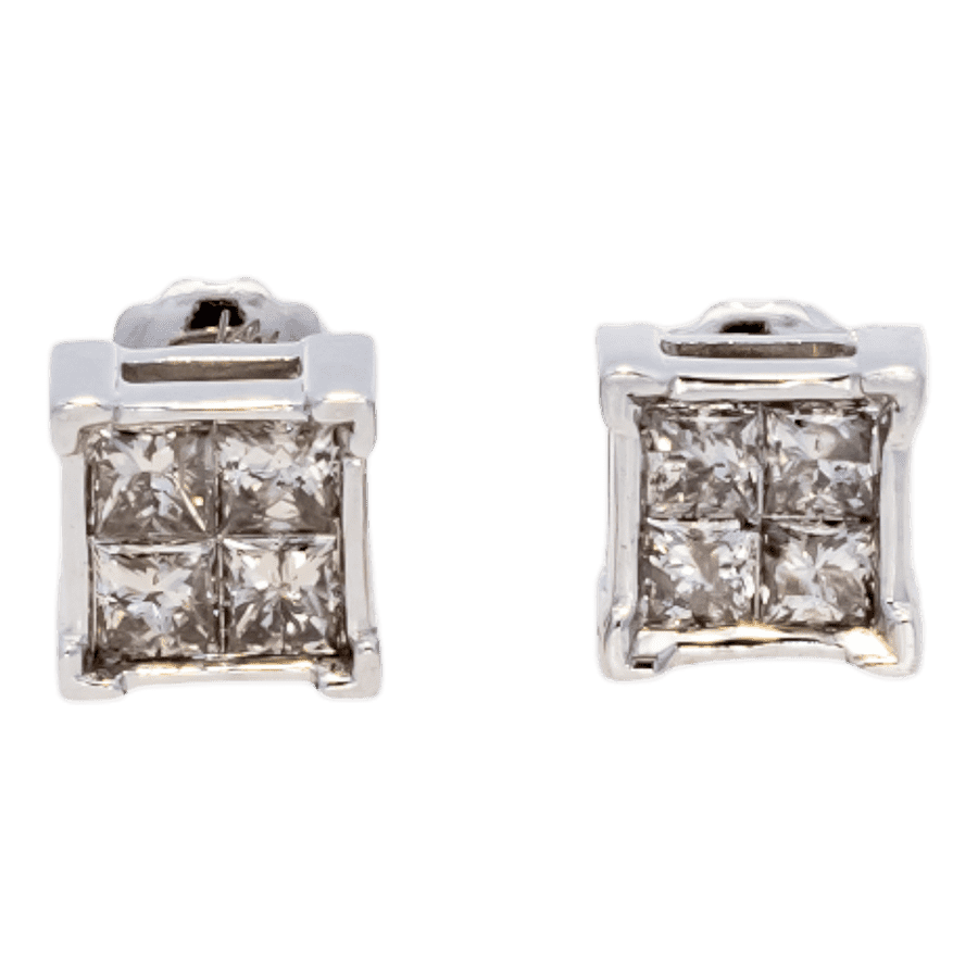  14k White Gold Earrings with1.2 Total Carats of Diamonds 