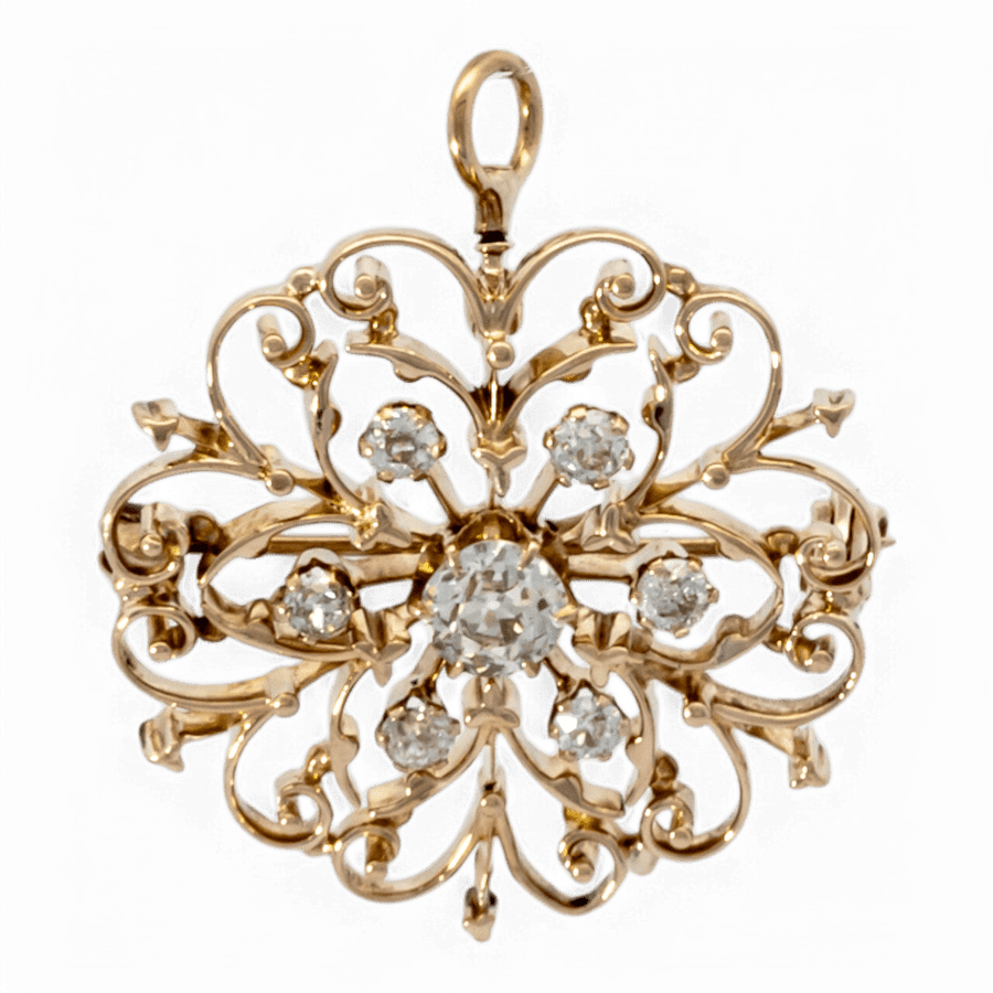  14k Yellow Gold Pendant with 0.75 Carats of Diamonds